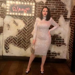 Long sleeve sequins dress